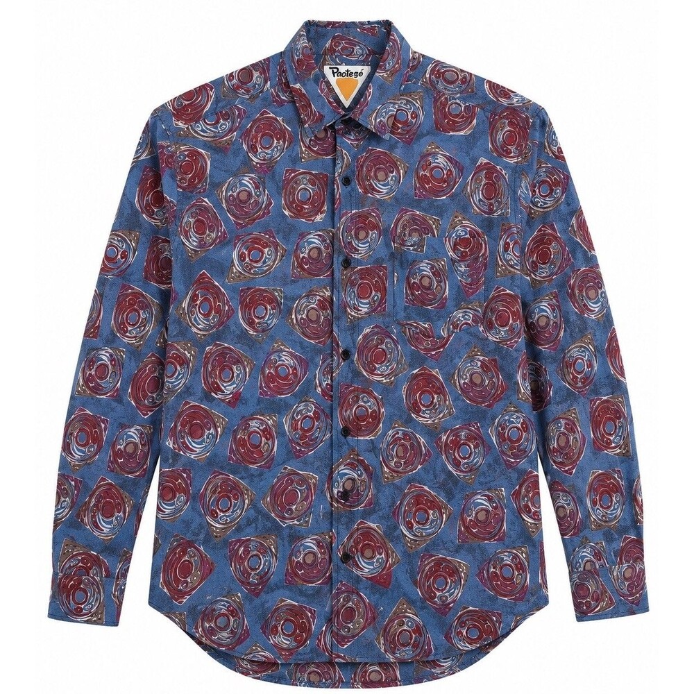 VTG Protest Men’s Button Down Long Sleeve 100% Silk Shirt Mens Sz XL Art To Wear